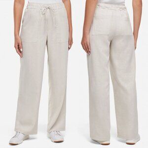 Three Dots Linen Blend Wide Leg Pants in Pumice Stone Off White Cream, size XL